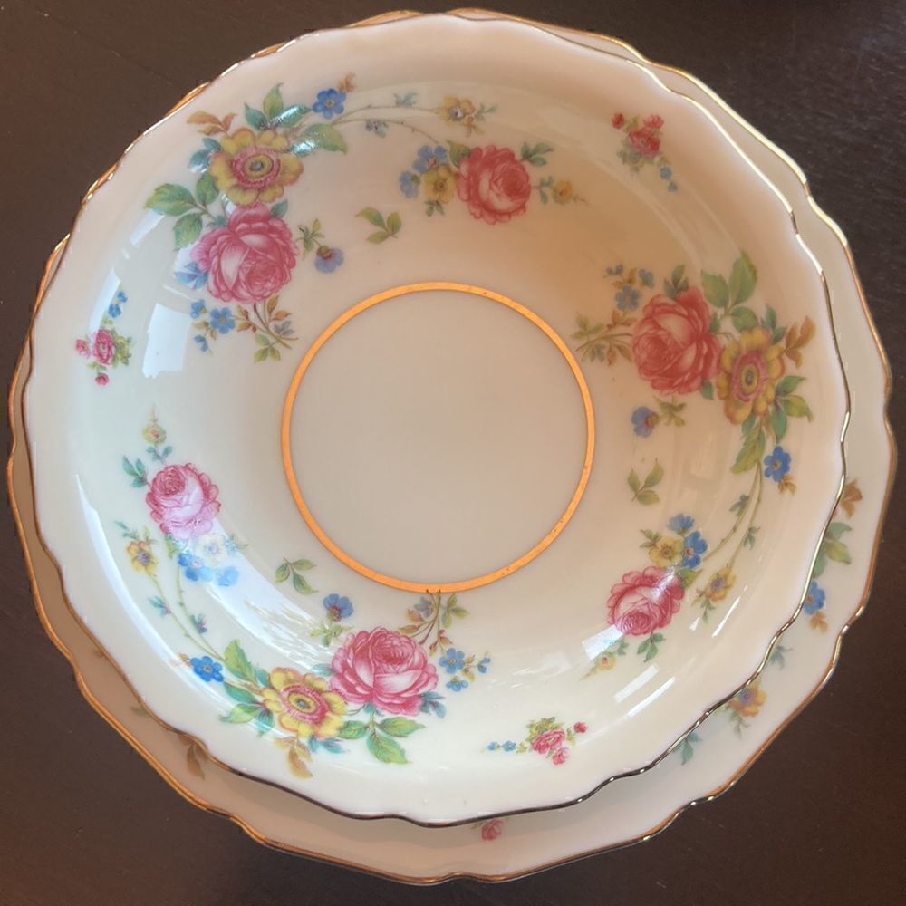 Thomas Ivory Rosemont pattern saucer and small fruit dish